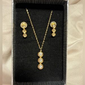 K18 Japan Diamond Necklace & Earrings Set